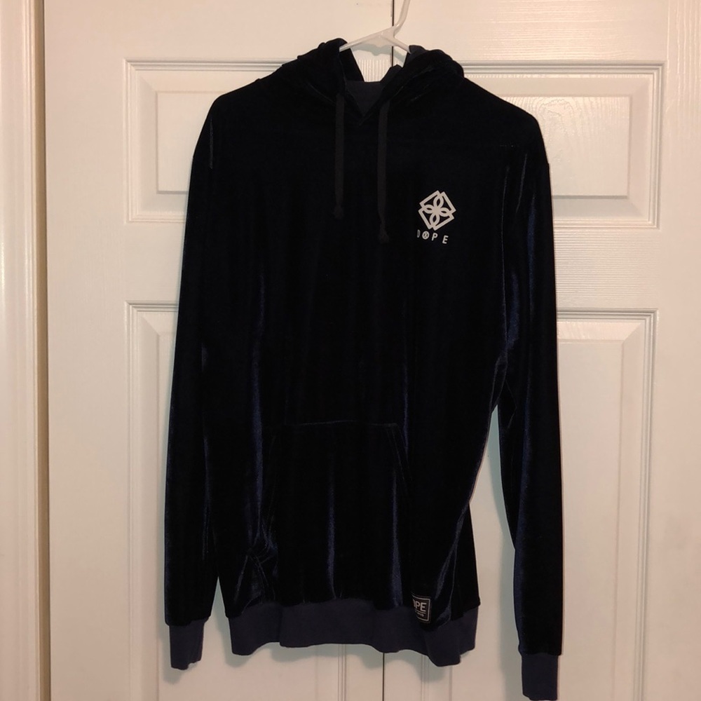 Dark Blue Velvet Hoodie
